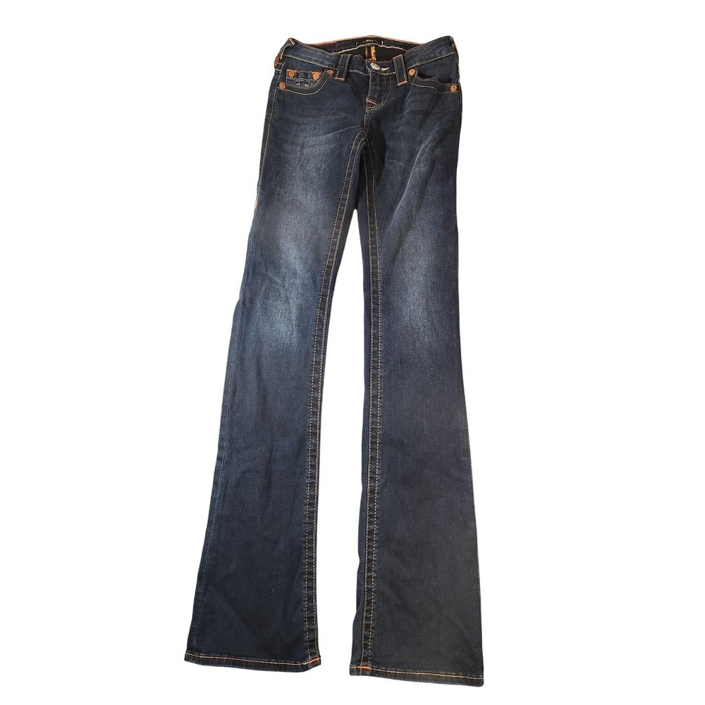 True Religion Becca Jeans Womens 24 Blue Mid Rise‎ Bootcut Contrast Stitch Denim